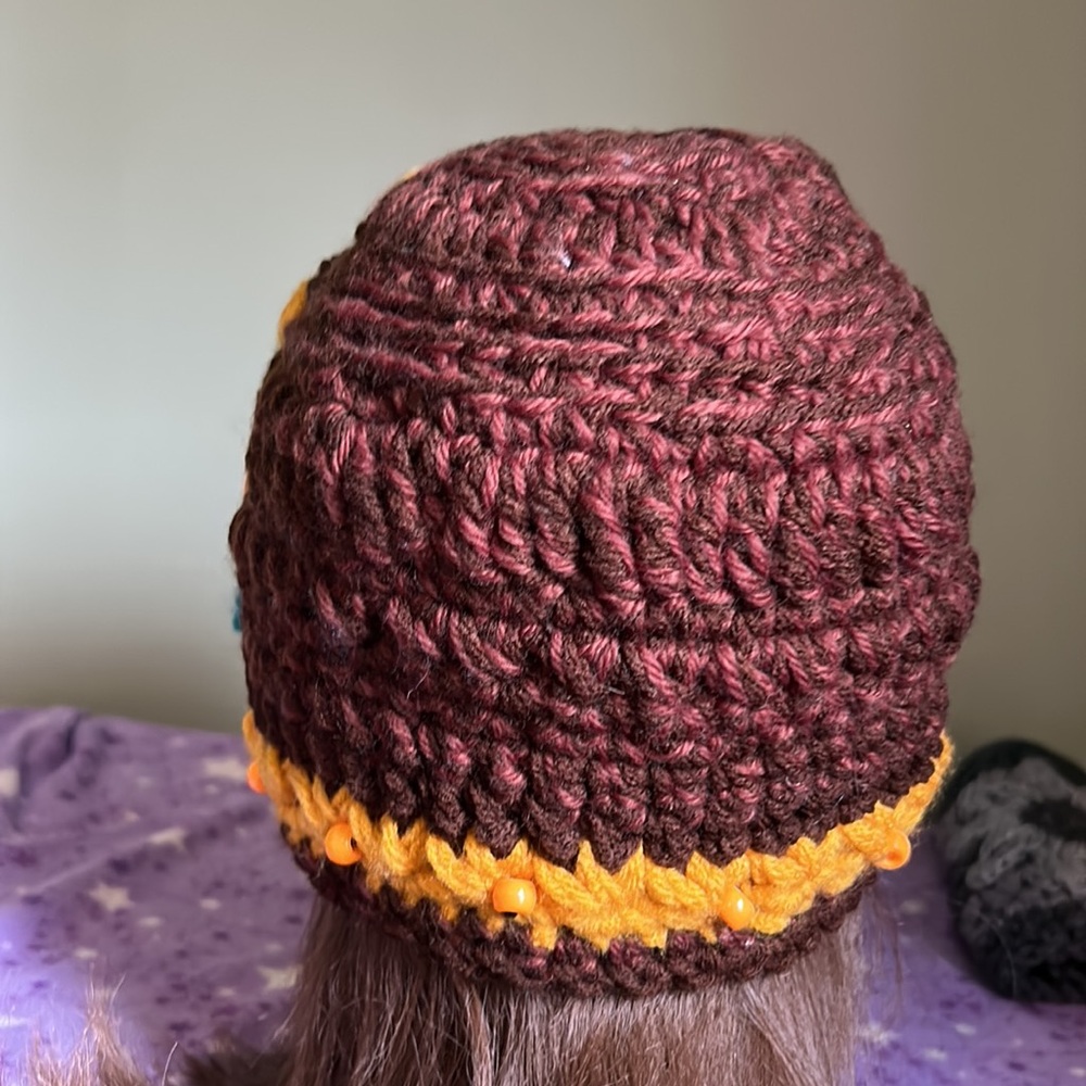 Crochet beanie medium wool yarn new - Picture 5 of 6